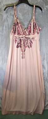 Believe Evening Dress Gown Pink Paisley Floral Long XL Sweetheart Neckline